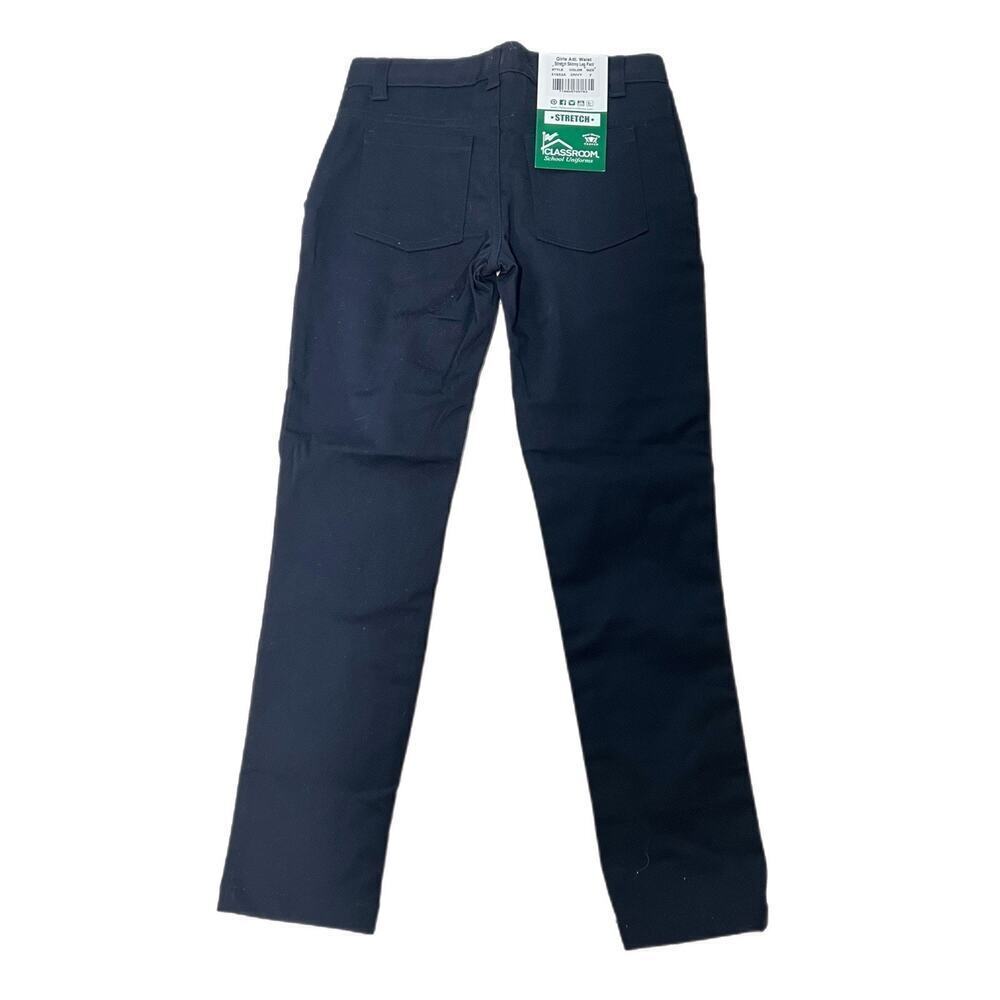 Classroom School Uniforms Girls Skinny Pants Size 7 Navy Adj Waist Stretch